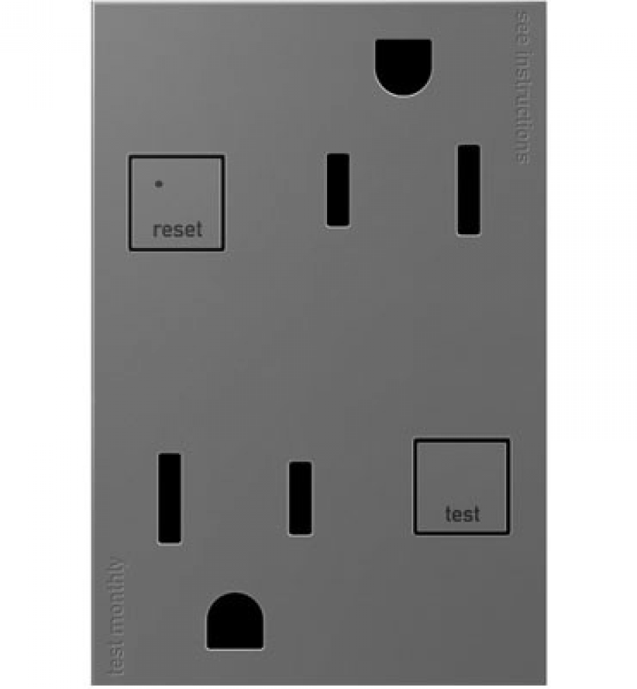 adorne Plus Size Tamper-Resistant 15A Duplex Self-Test GFCI Receptacles, Magnesium