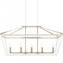 Matteo Lighting C67005WHAG - Mavonshire White + Aged Gold Brass Chandelier